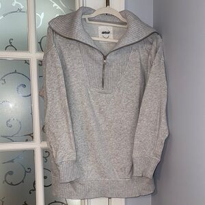 Aerie Light Gray 1/4 Zip-Up